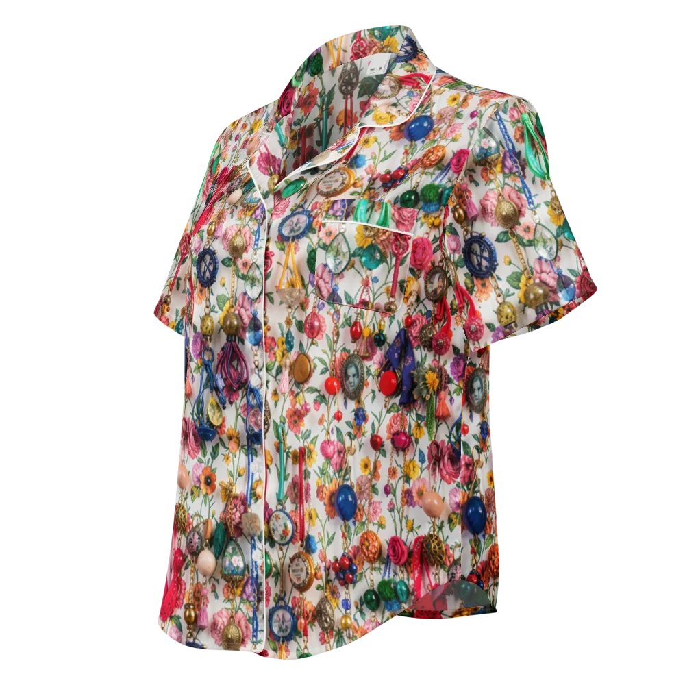 Botanical Bijou on Women's Short Sleeve Pajama Top — Left Front