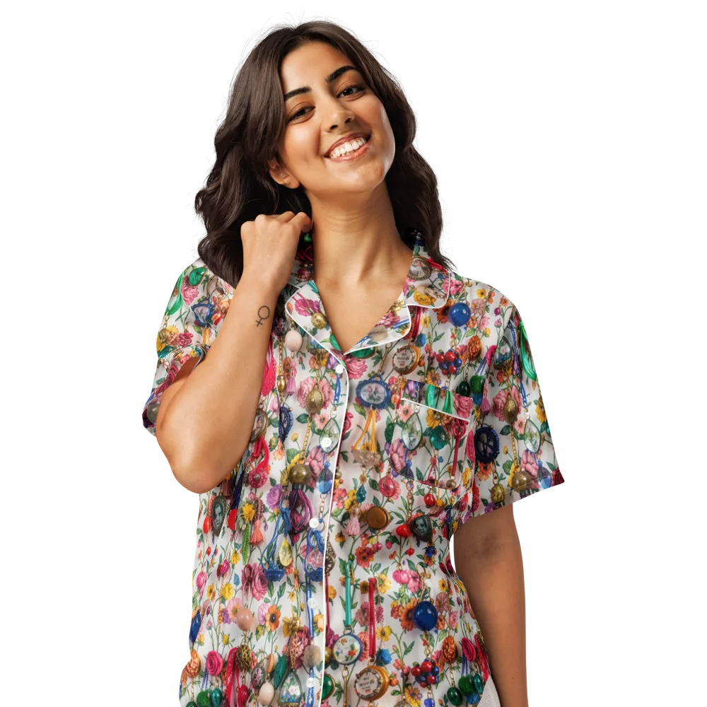 Botanical Bijou on Women's Short Sleeve Pajama Top — Front