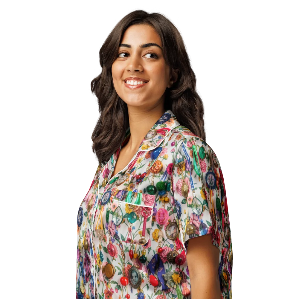 Botanical Bijou on Women's Short Sleeve Pajama Top — Left Front