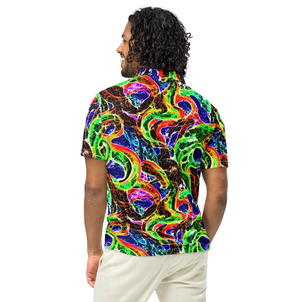 Wildfire Circuit on Men's Slim Fit Polo Shirt — Back