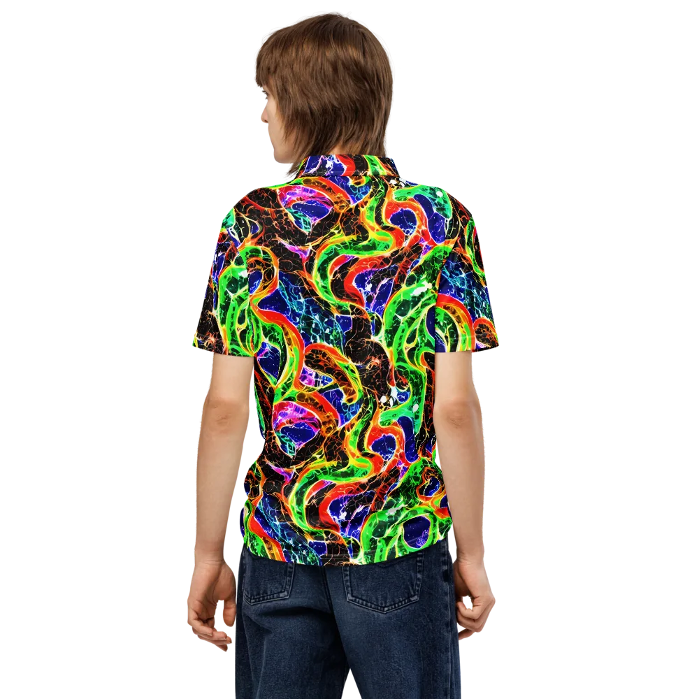 Wildfire Circuit on Men's Slim Fit Polo Shirt — Back