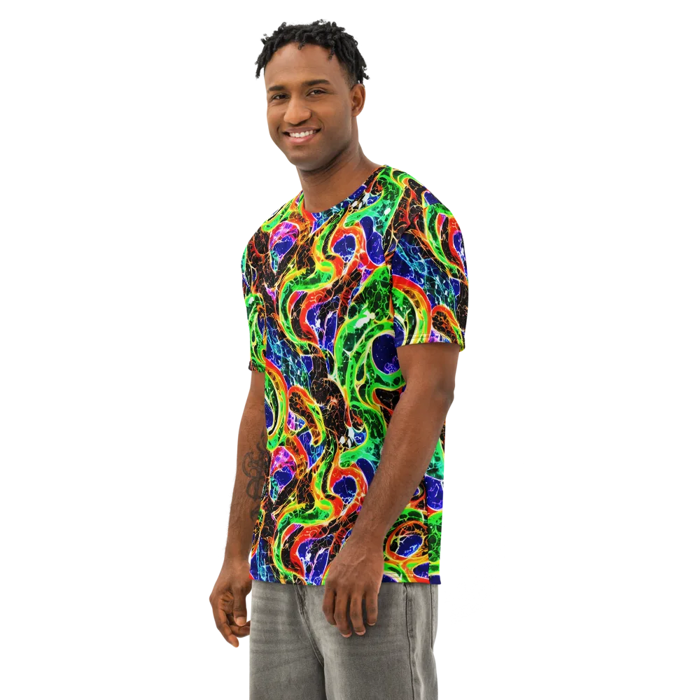 Wildfire Circuit on Men's Cotton Crew Neck T-Shirt — Left Front