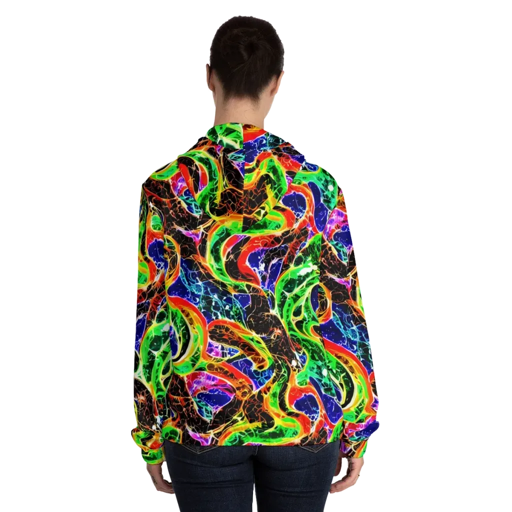 Wildfire Circuit on Women's Full-Zip Hoodie — Back On Person