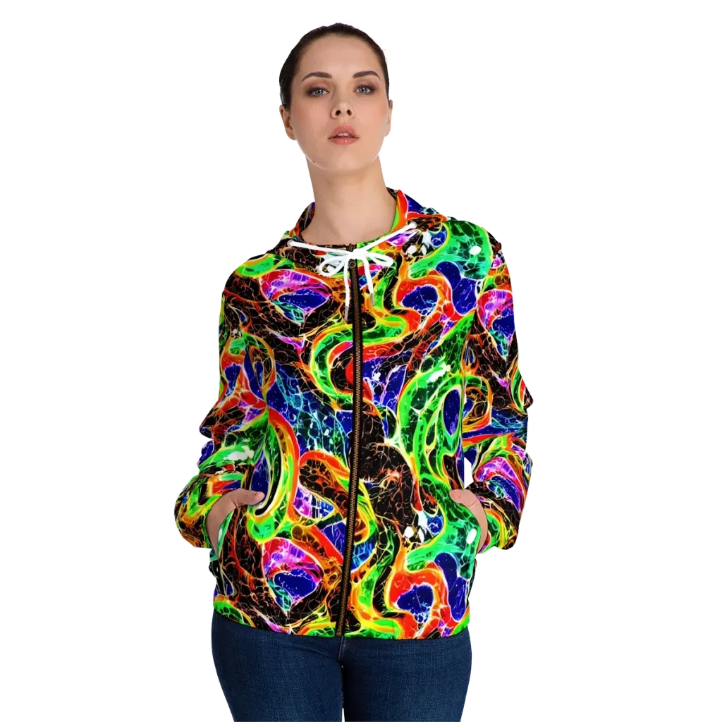 Wildfire Circuit on Women's Full-Zip Hoodie — Front On Person