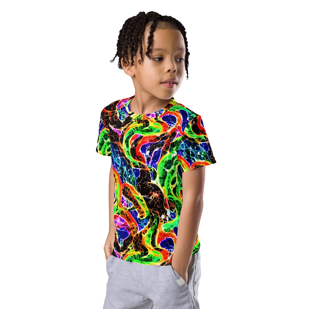 Wildfire Circuit on Kids Crew Neck T-Shirt — Left Front