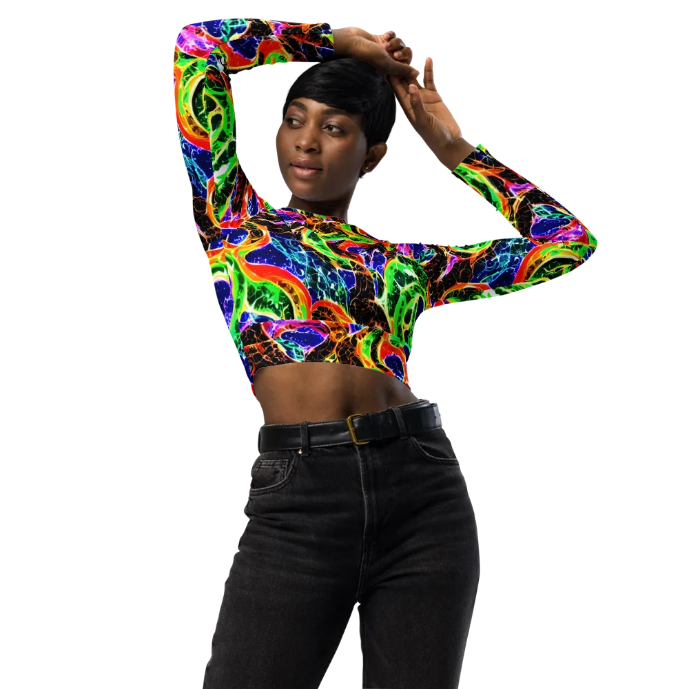 Wildfire Circuit on Long Sleeve Crop Top — Front
