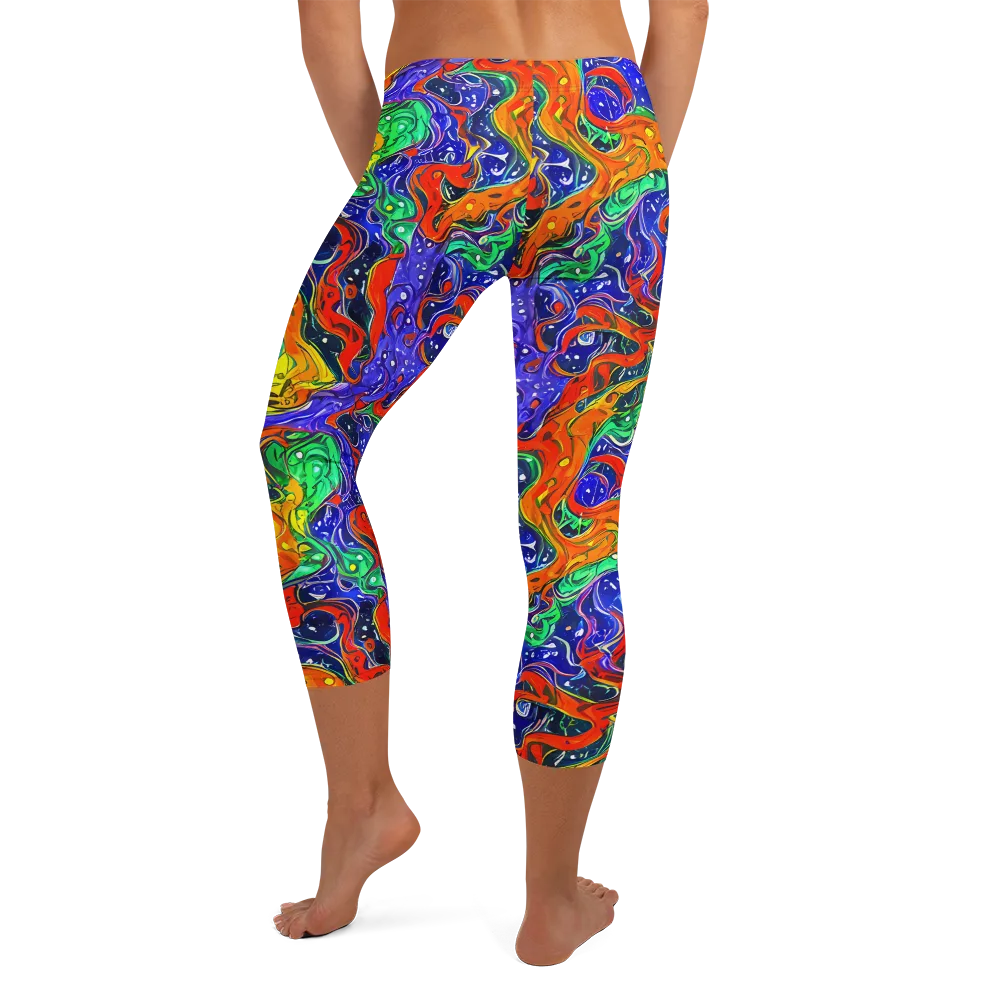Kaleidoscope Rapids on Capri Leggings — Back