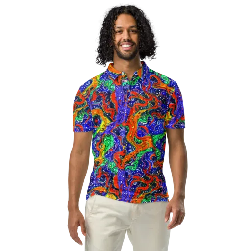 Kaleidoscope Rapids on a Men's Slim Fit Polo Shirt
