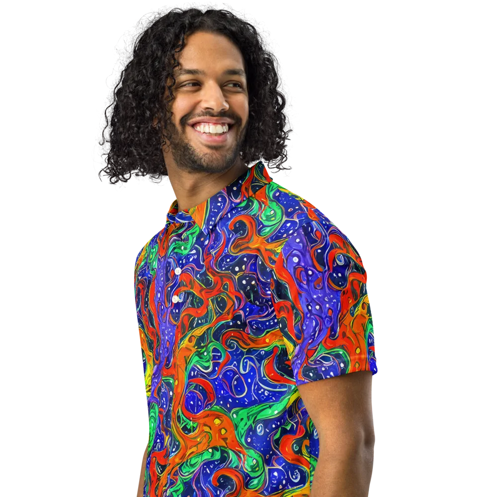 Kaleidoscope Rapids on Men's Slim Fit Polo Shirt — Left Front