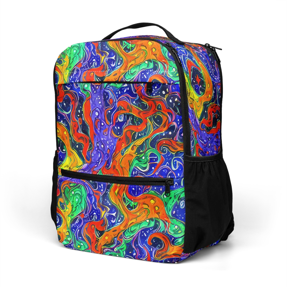 Kaleidoscope Rapids on Utility Backpack — Left Front