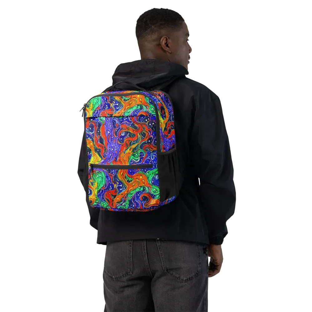 Kaleidoscope Rapids on Utility Backpack — Back