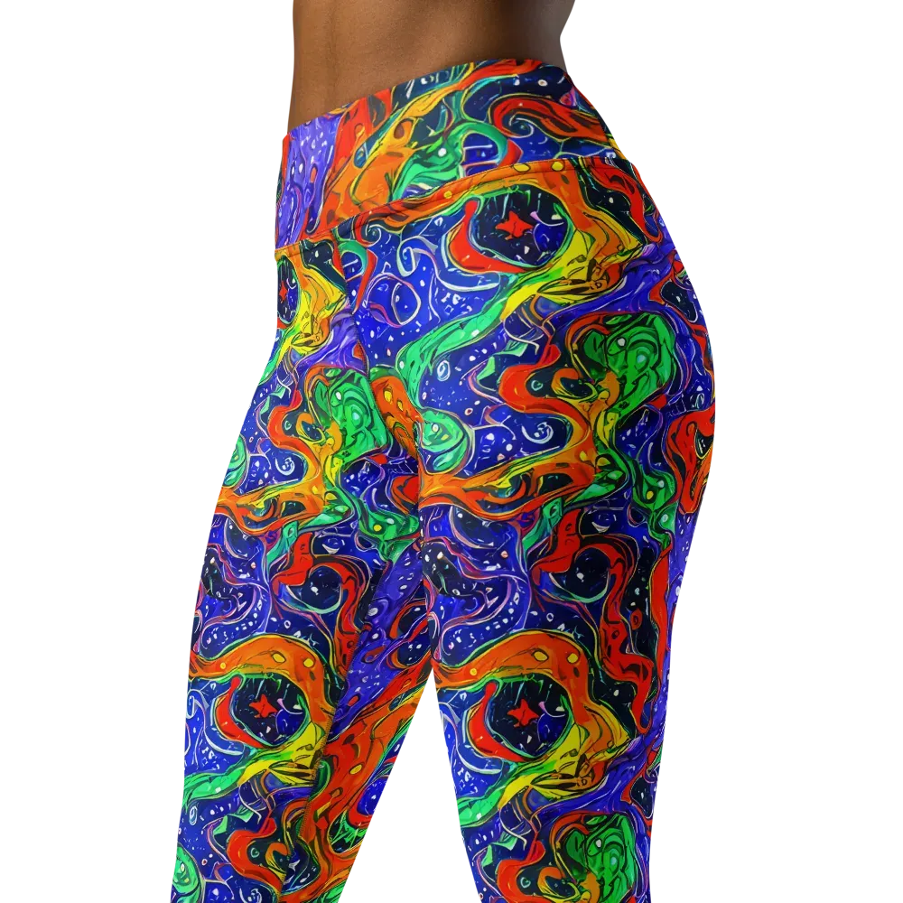 Kaleidoscope Rapids on Yoga Leggings — Left Front
