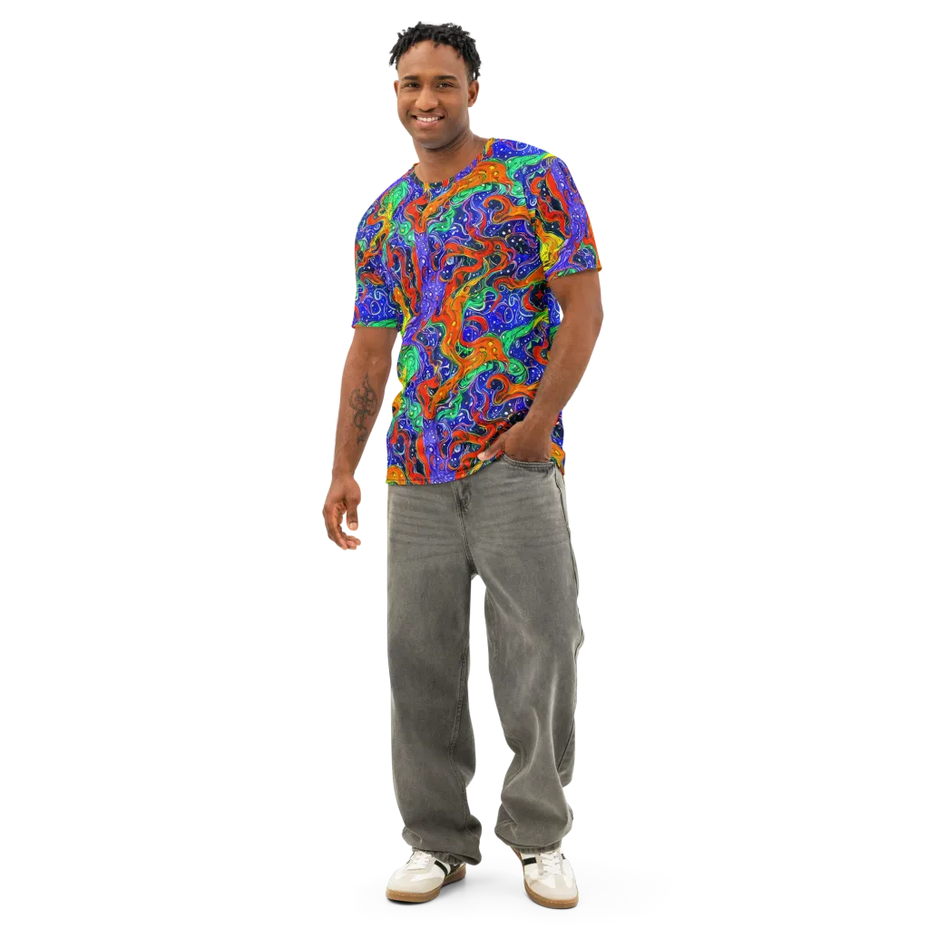 Kaleidoscope Rapids on Men's Cotton Crew Neck T-Shirt — Front