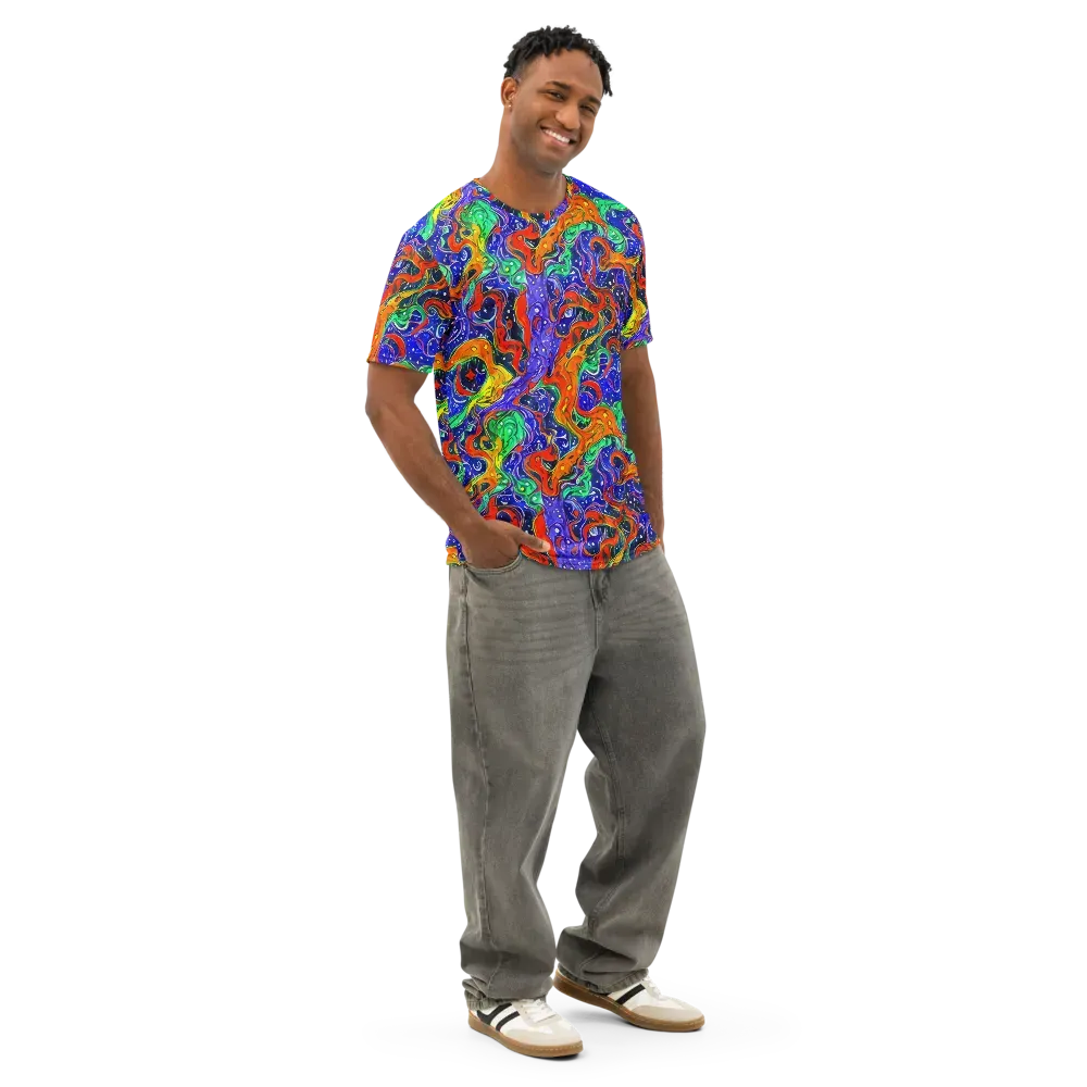 Kaleidoscope Rapids on Men's Cotton Crew Neck T-Shirt — Right Front