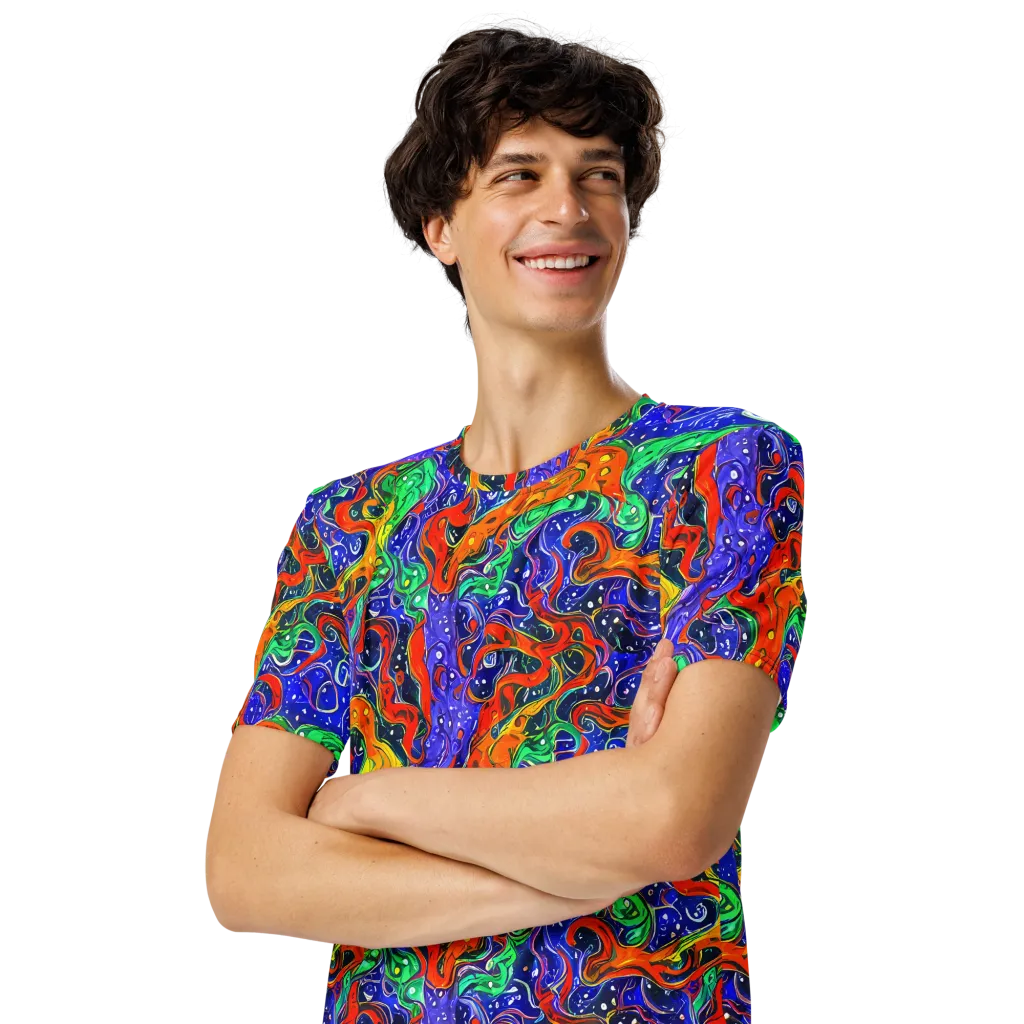 Kaleidoscope Rapids on Men's Crew Neck T-Shirt — Left Front
