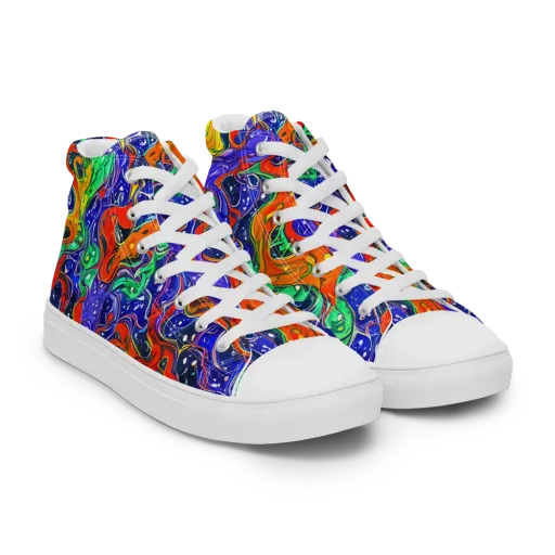 Kaleidoscope Rapids on a Men's High Top Canvas Shoes