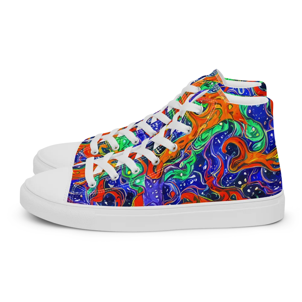Kaleidoscope Rapids on Men's High Top Canvas Shoes — Left