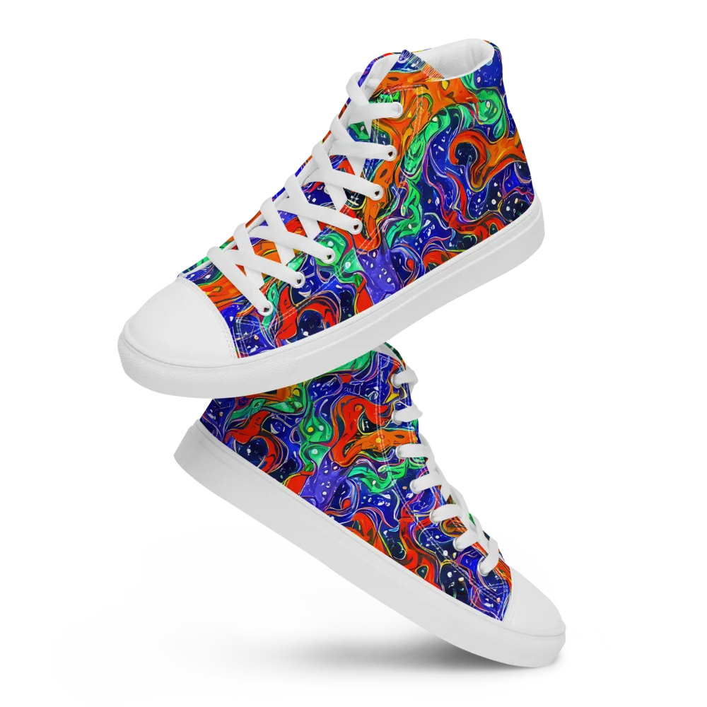 Kaleidoscope Rapids on Men's High Top Canvas Shoes — Front