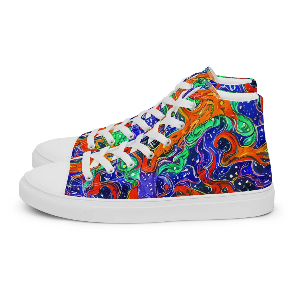 Kaleidoscope Rapids on Women's High Top Canvas Shoes — Left