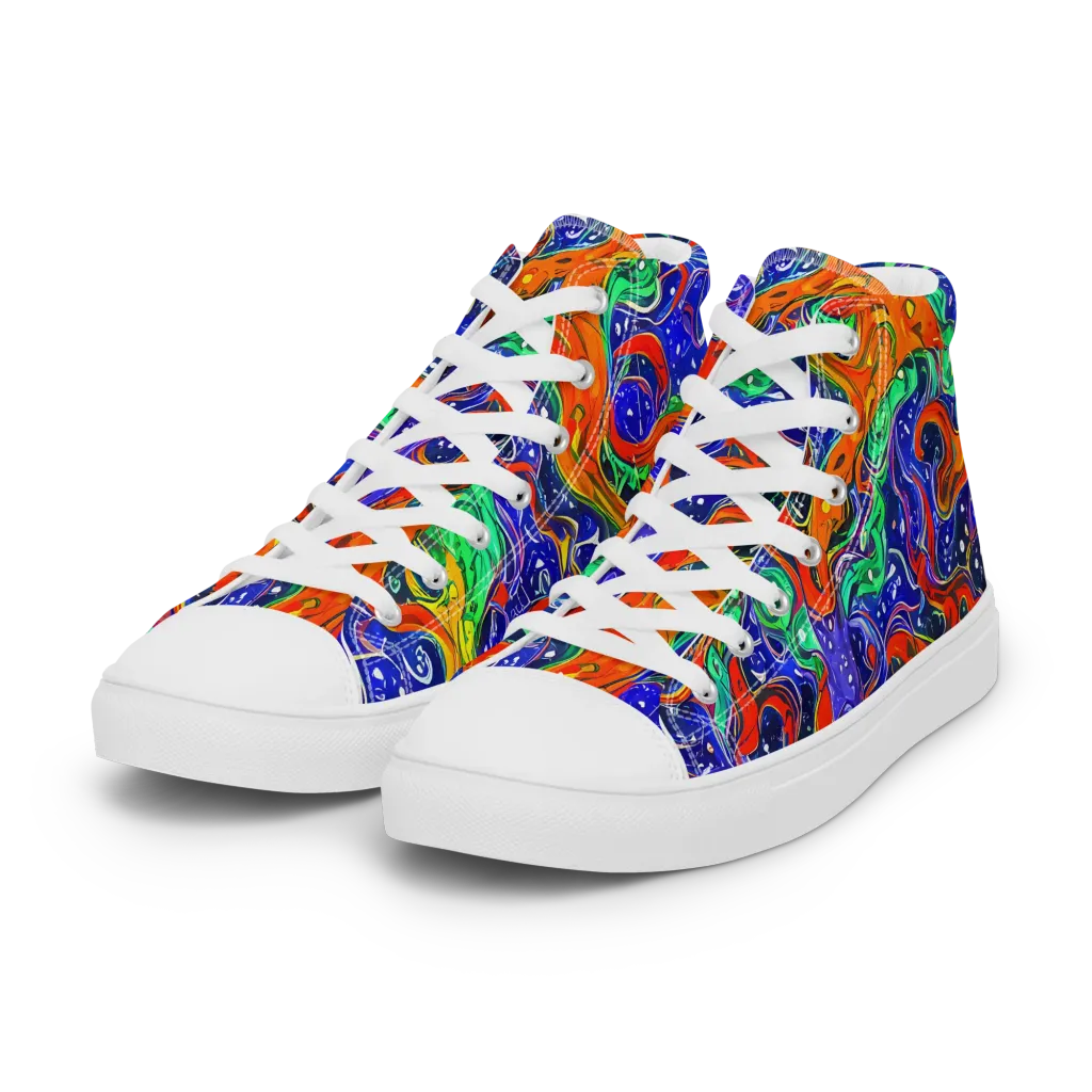 Kaleidoscope Rapids on Women's High Top Canvas Shoes — Left Front