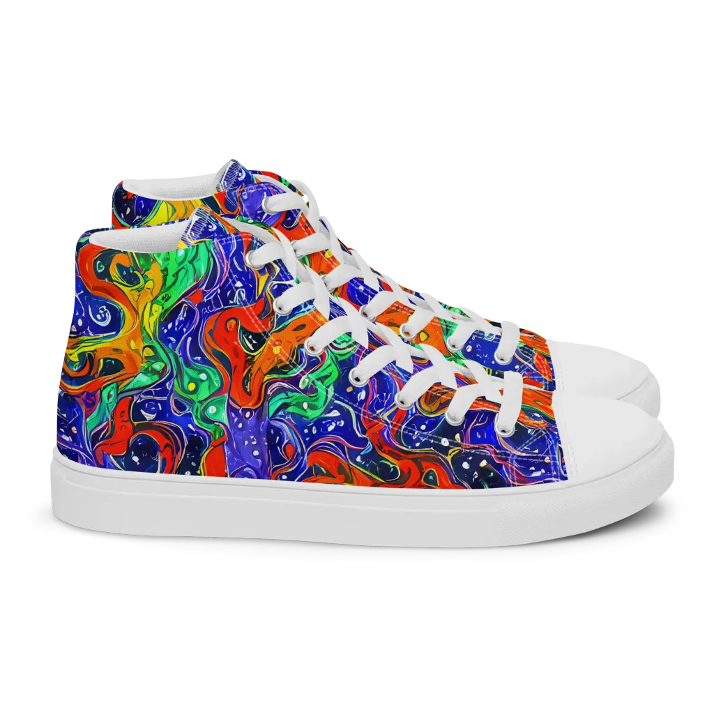 Kaleidoscope Rapids on Women's High Top Canvas Shoes — Right