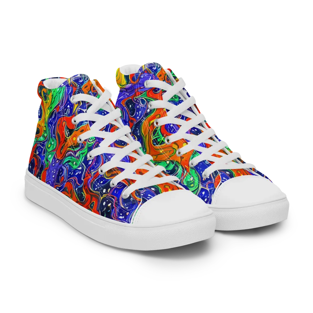 Kaleidoscope Rapids on Women's High Top Canvas Shoes — Right Front