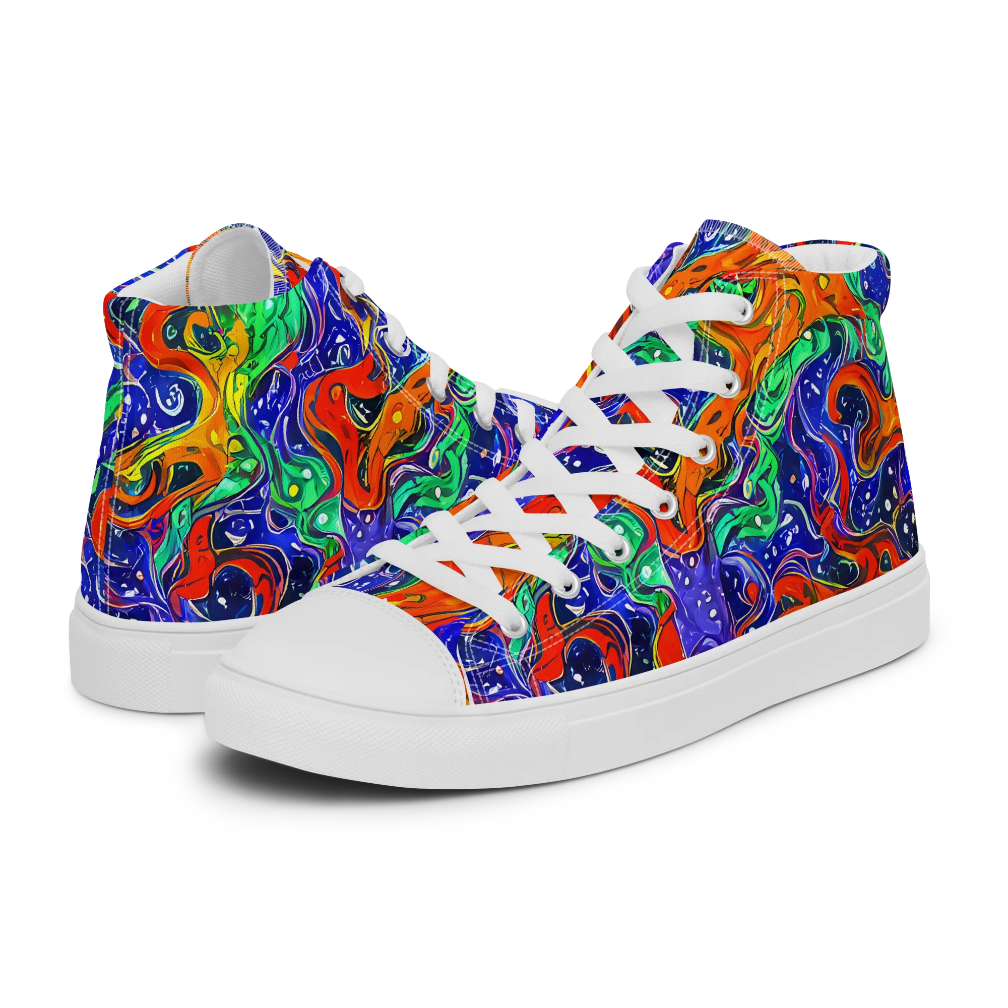 Kaleidoscope Rapids on Women's High Top Canvas Shoes — Left