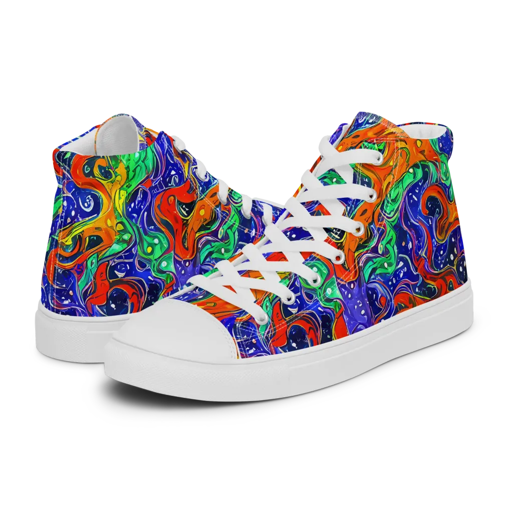 Kaleidoscope Rapids on Women's High Top Canvas Shoes — Left