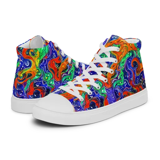 Kaleidoscope Rapids on a Women's High Top Canvas Shoes