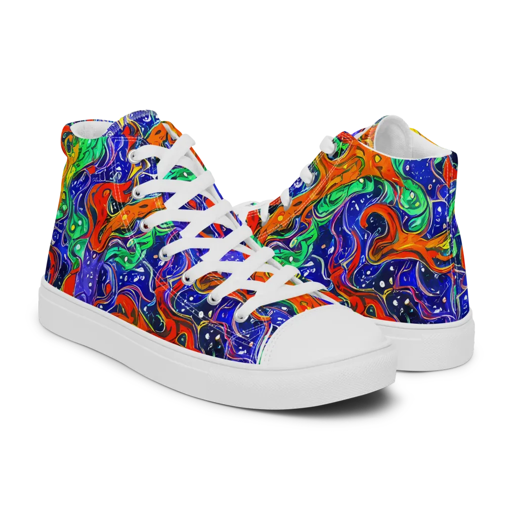 Kaleidoscope Rapids on Women's High Top Canvas Shoes — Right