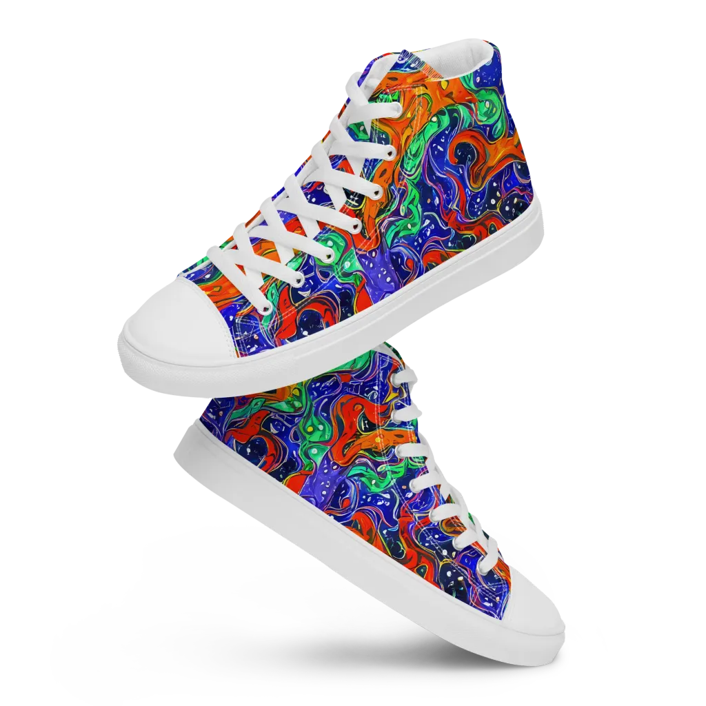 Kaleidoscope Rapids on Women's High Top Canvas Shoes — Front
