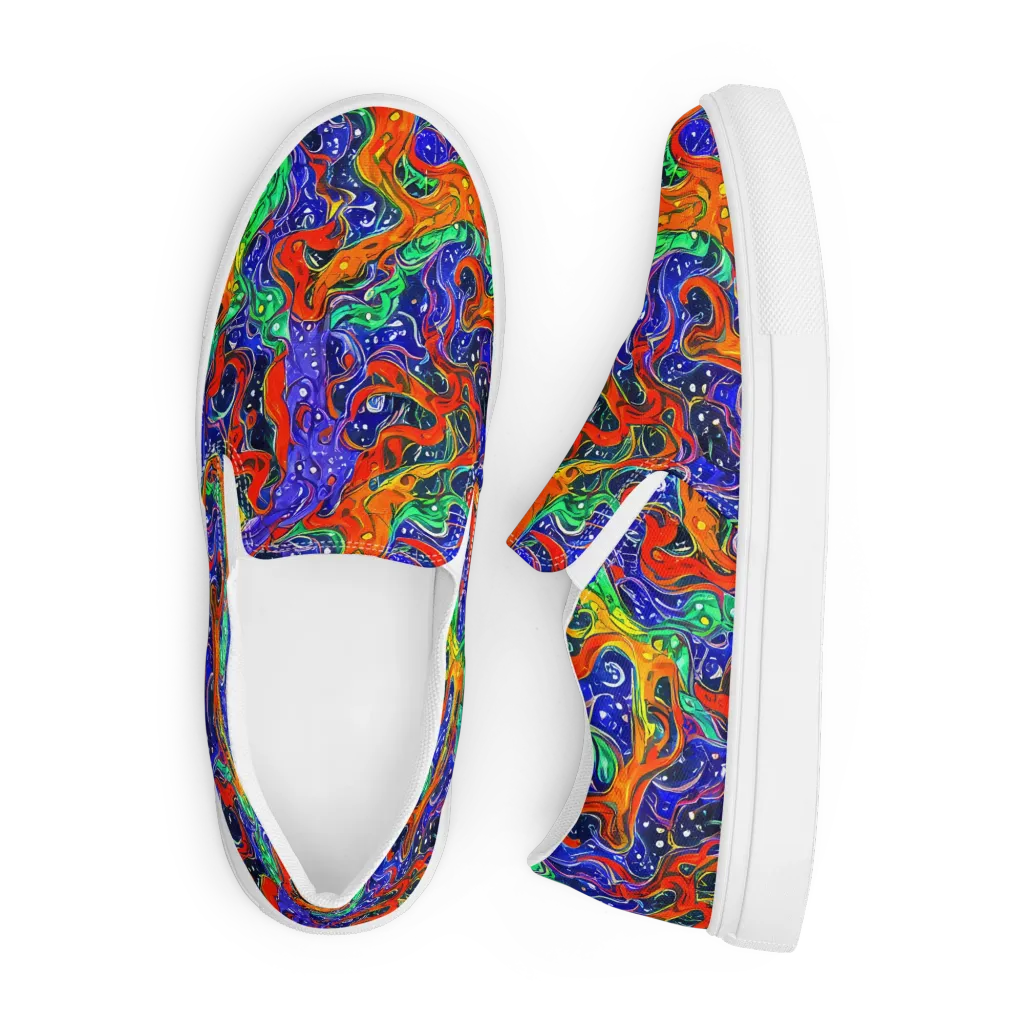 Kaleidoscope Rapids on Men's Slip-On Canvas Shoes — Front