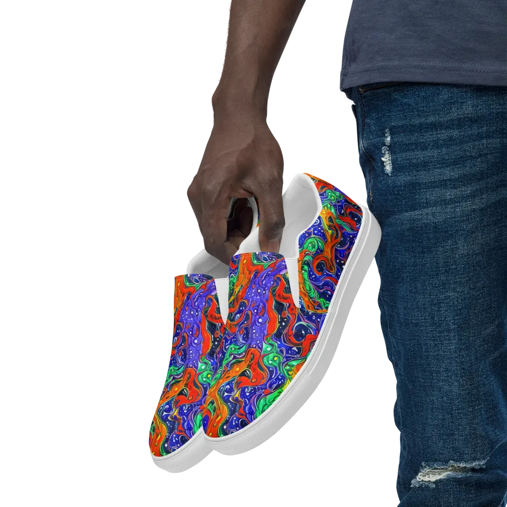 Kaleidoscope Rapids on Men's Slip-On Canvas Shoes — Left Front