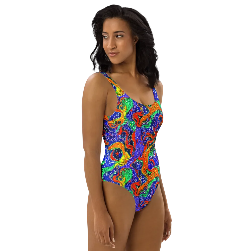 Kaleidoscope Rapids on One-Piece Swimsuit — Right