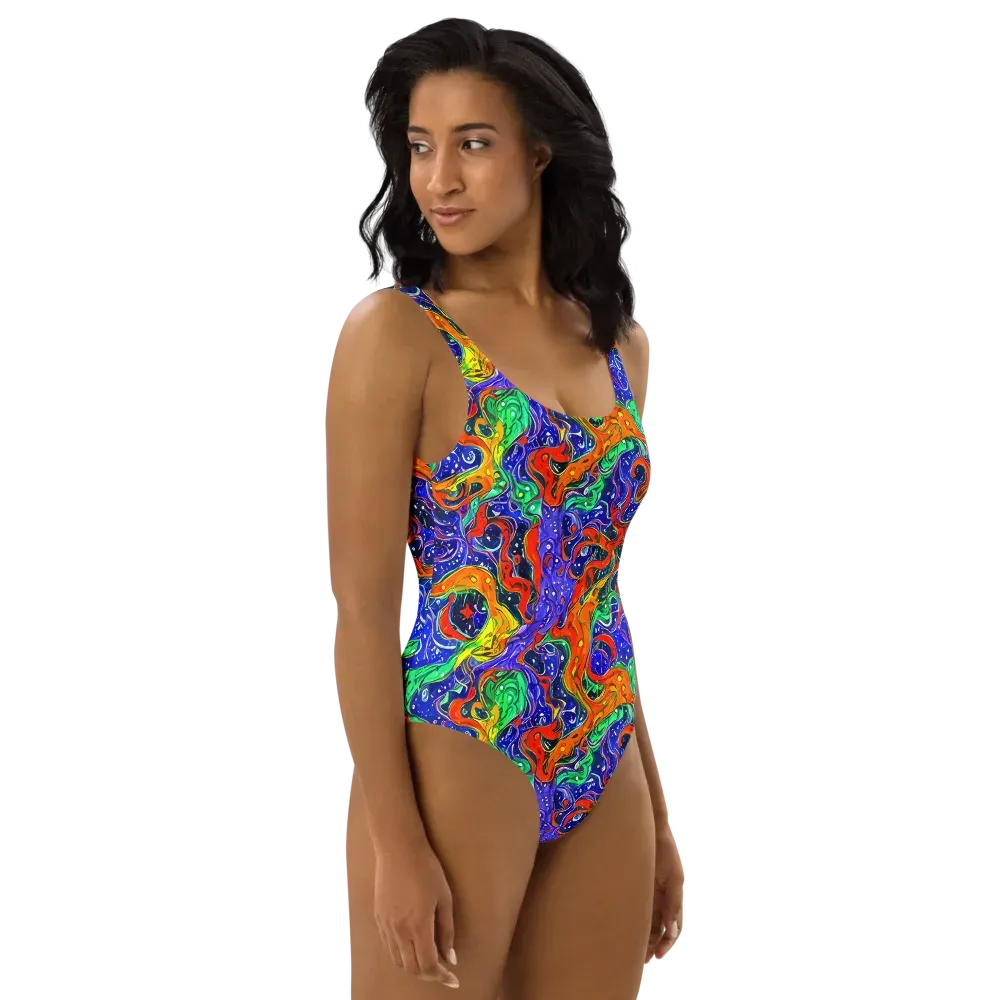 Kaleidoscope Rapids on One-Piece Swimsuit — Right