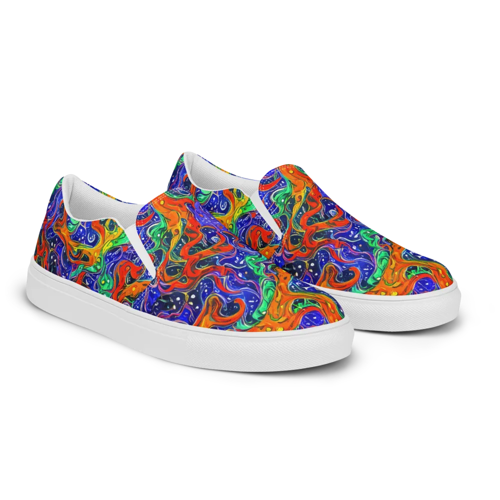 Kaleidoscope Rapids on Women's Slip-On Canvas Shoes — Right Front