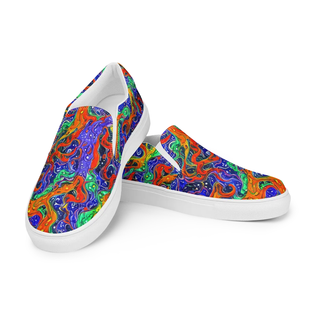 Kaleidoscope Rapids on Women's Slip-On Canvas Shoes — Left Front