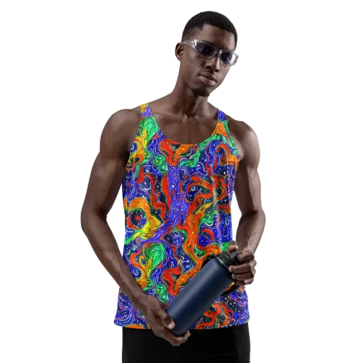 Kaleidoscope Rapids on a Men's Tank Top