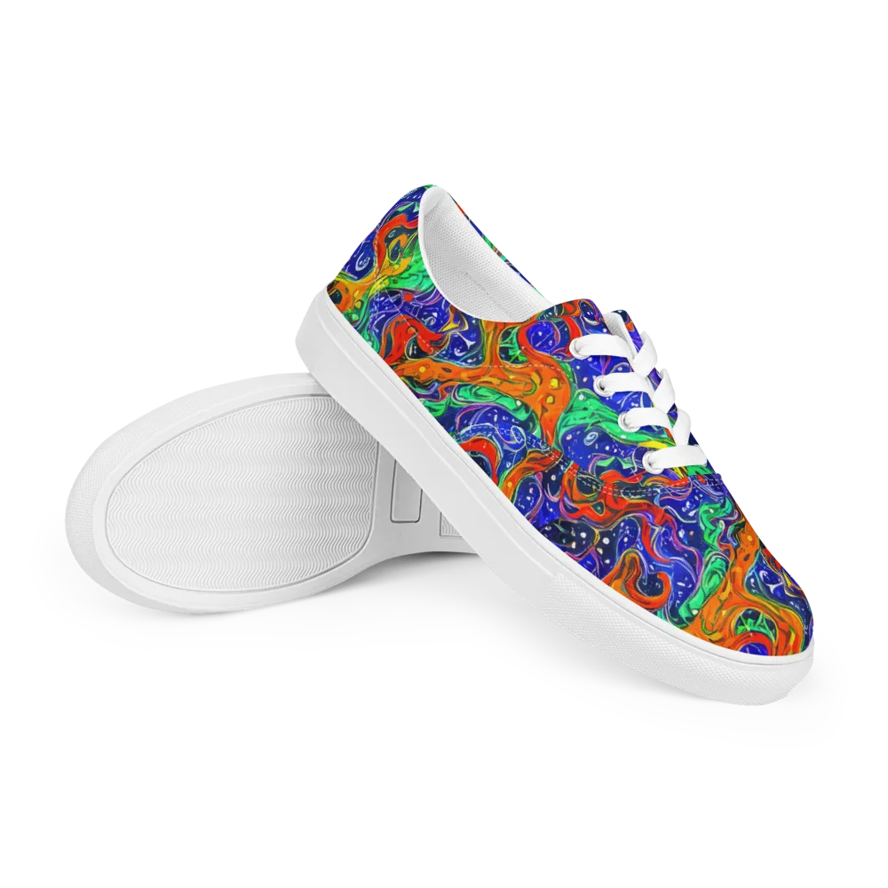 Kaleidoscope Rapids on Men's Lace-Up Canvas Shoes — Right Front