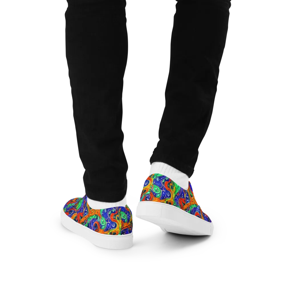 Kaleidoscope Rapids on Men's Lace-Up Canvas Shoes — Back