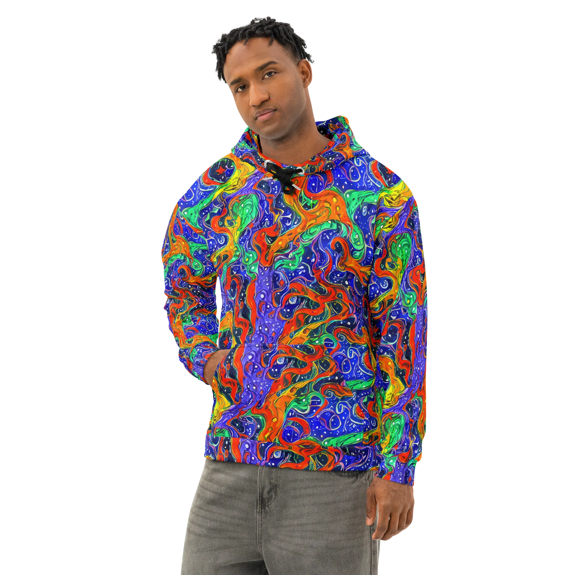 Kaleidoscope Rapids on Cotton Hoodie — Left Front