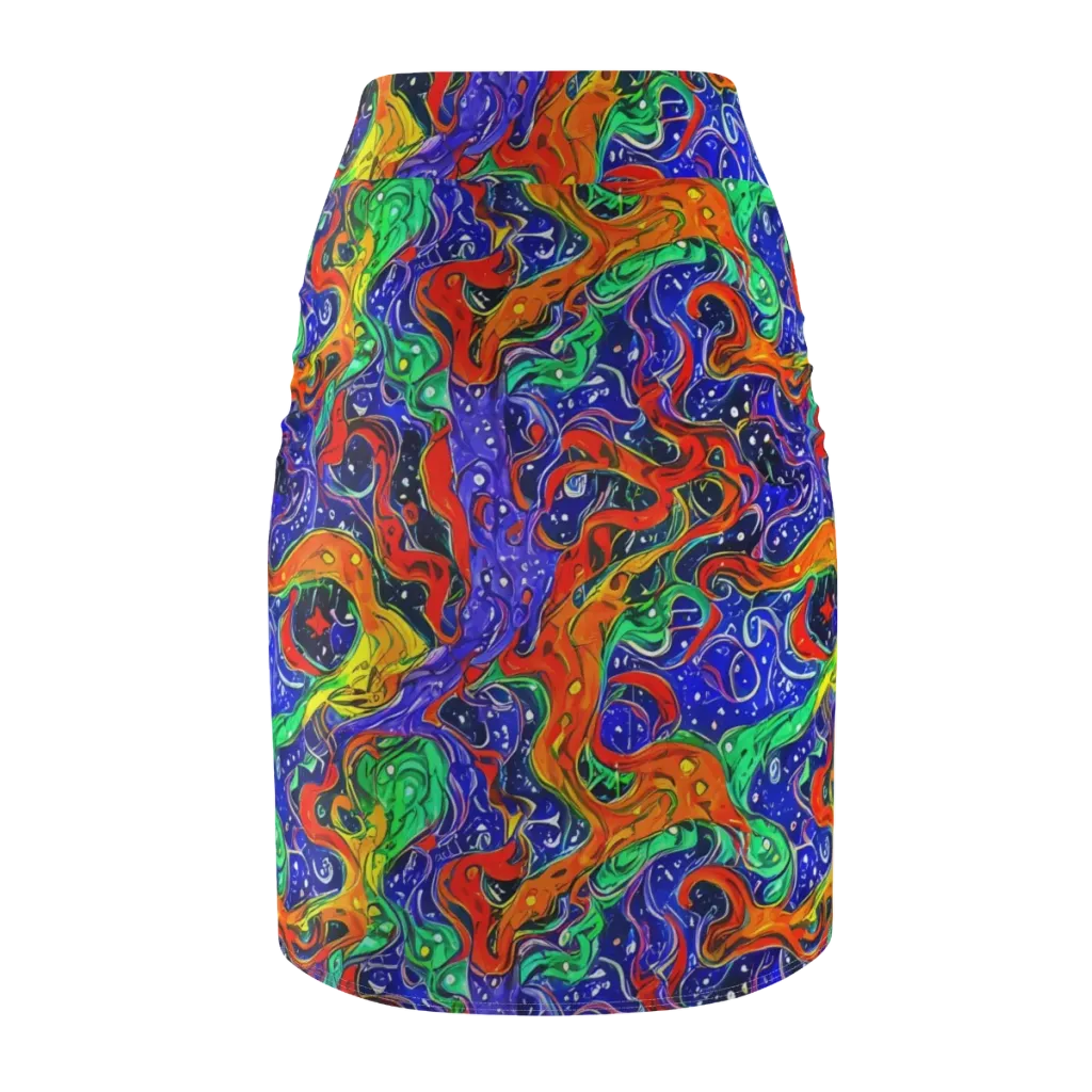 Kaleidoscope Rapids on Pencil Skirt — Back