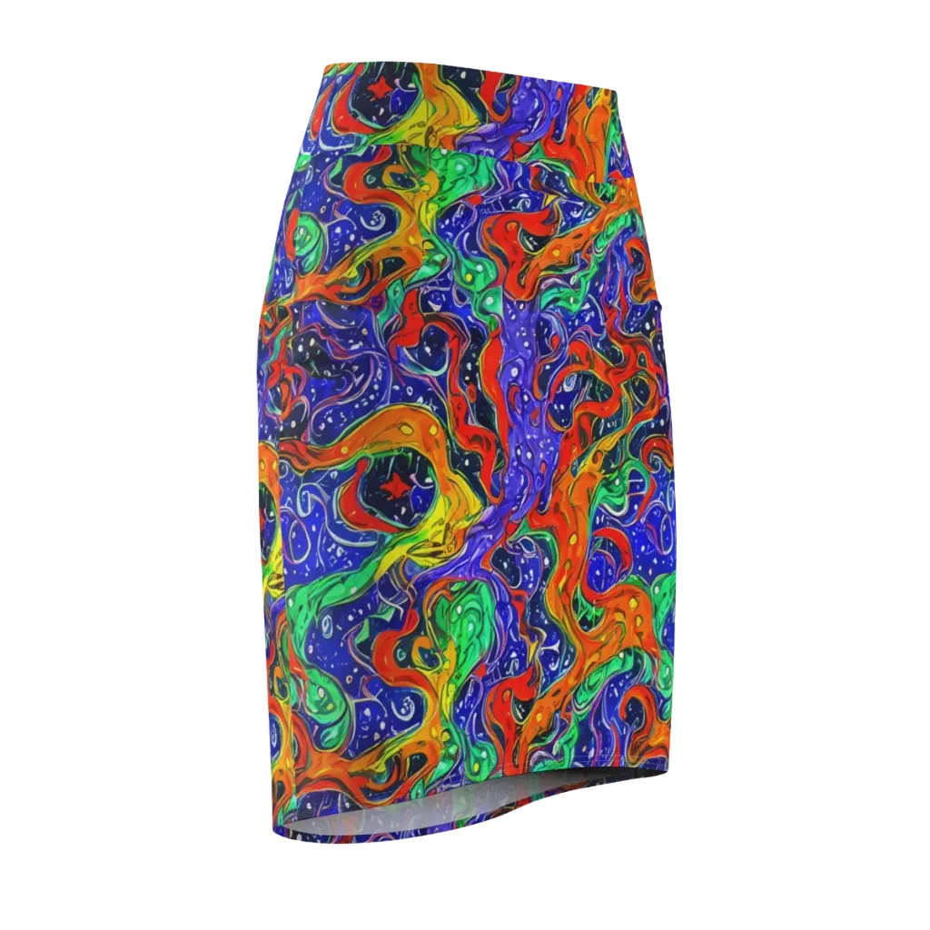 Kaleidoscope Rapids on Pencil Skirt — Front Side