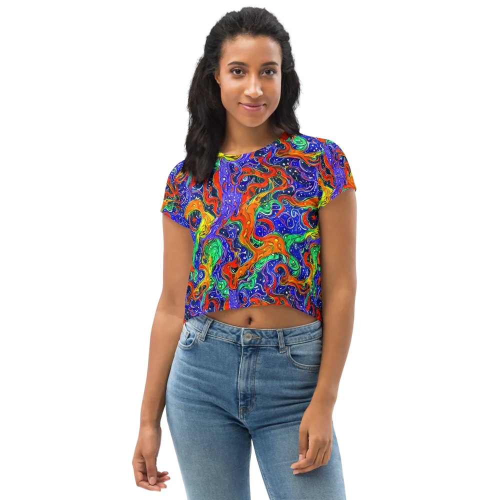 Kaleidoscope Rapids on Crop Tee — Front