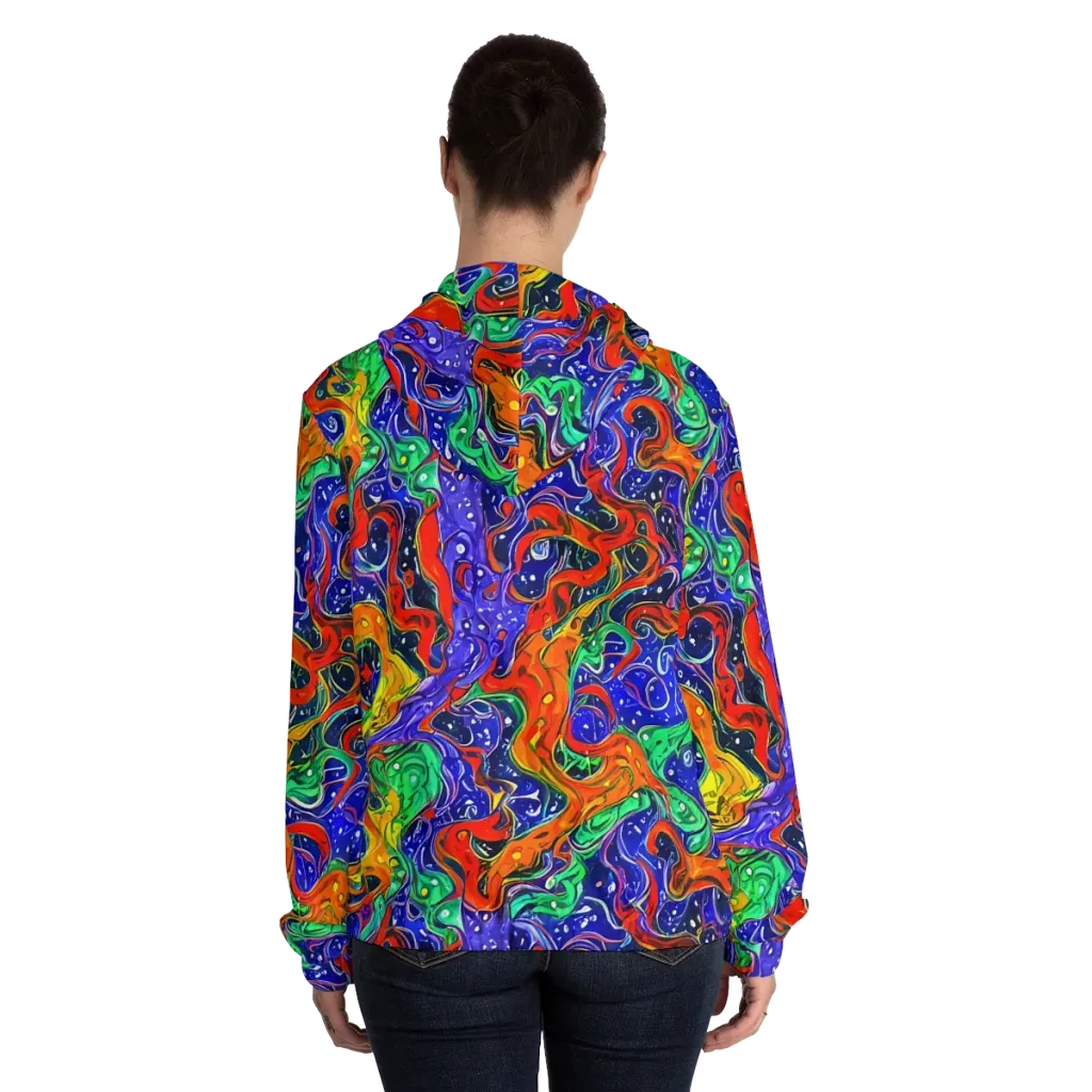 Kaleidoscope Rapids on Women's Full-Zip Hoodie — Back On Person