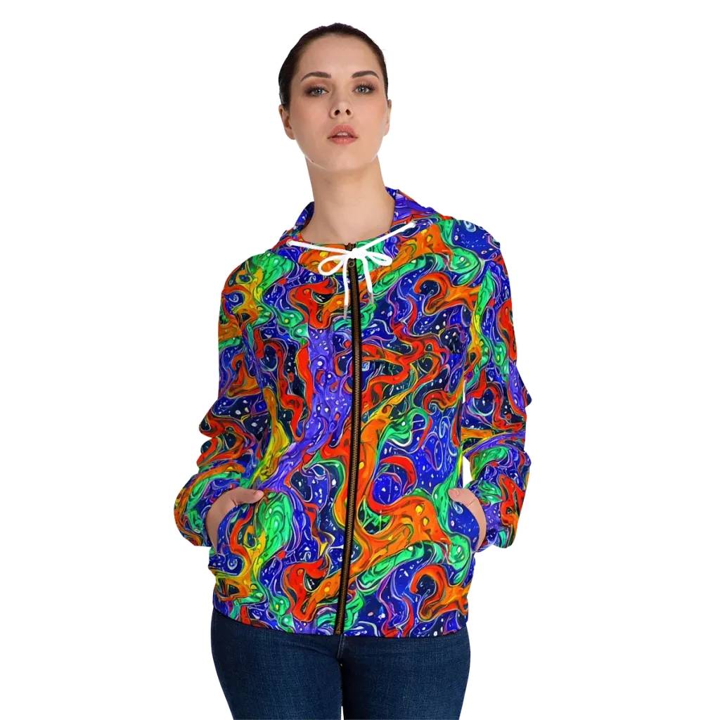 Kaleidoscope Rapids on Women's Full-Zip Hoodie — Front On Person