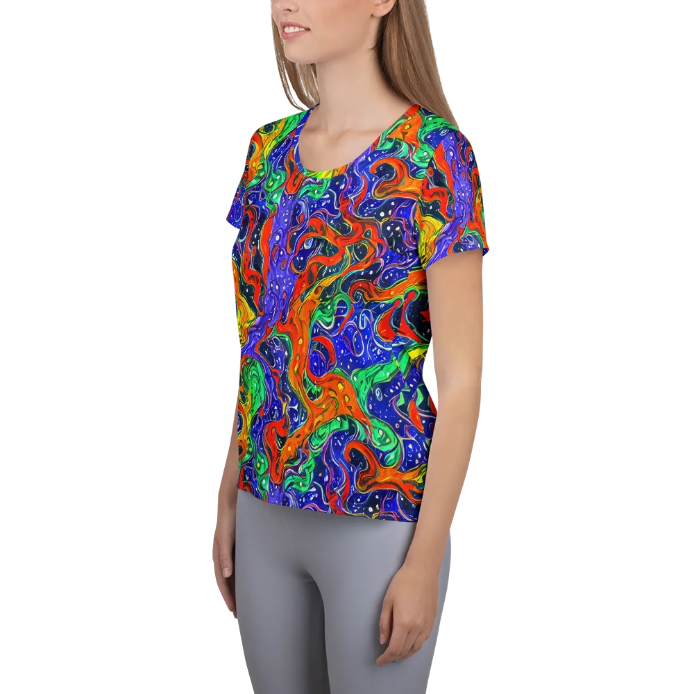 Kaleidoscope Rapids on Women's Athletic T-Shirt — Left