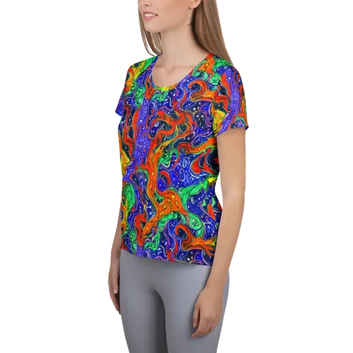 Kaleidoscope Rapids on a Women's Athletic T-Shirt