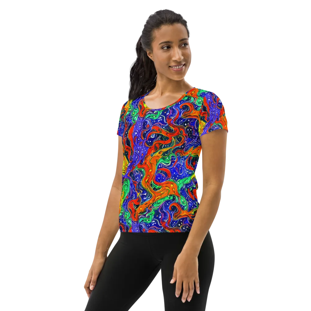 Kaleidoscope Rapids on Women's Athletic T-Shirt — Left