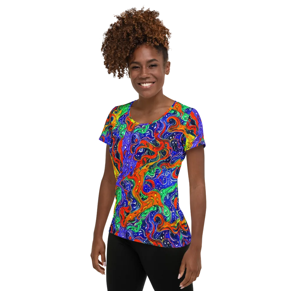 Kaleidoscope Rapids on Women's Athletic T-Shirt — Left